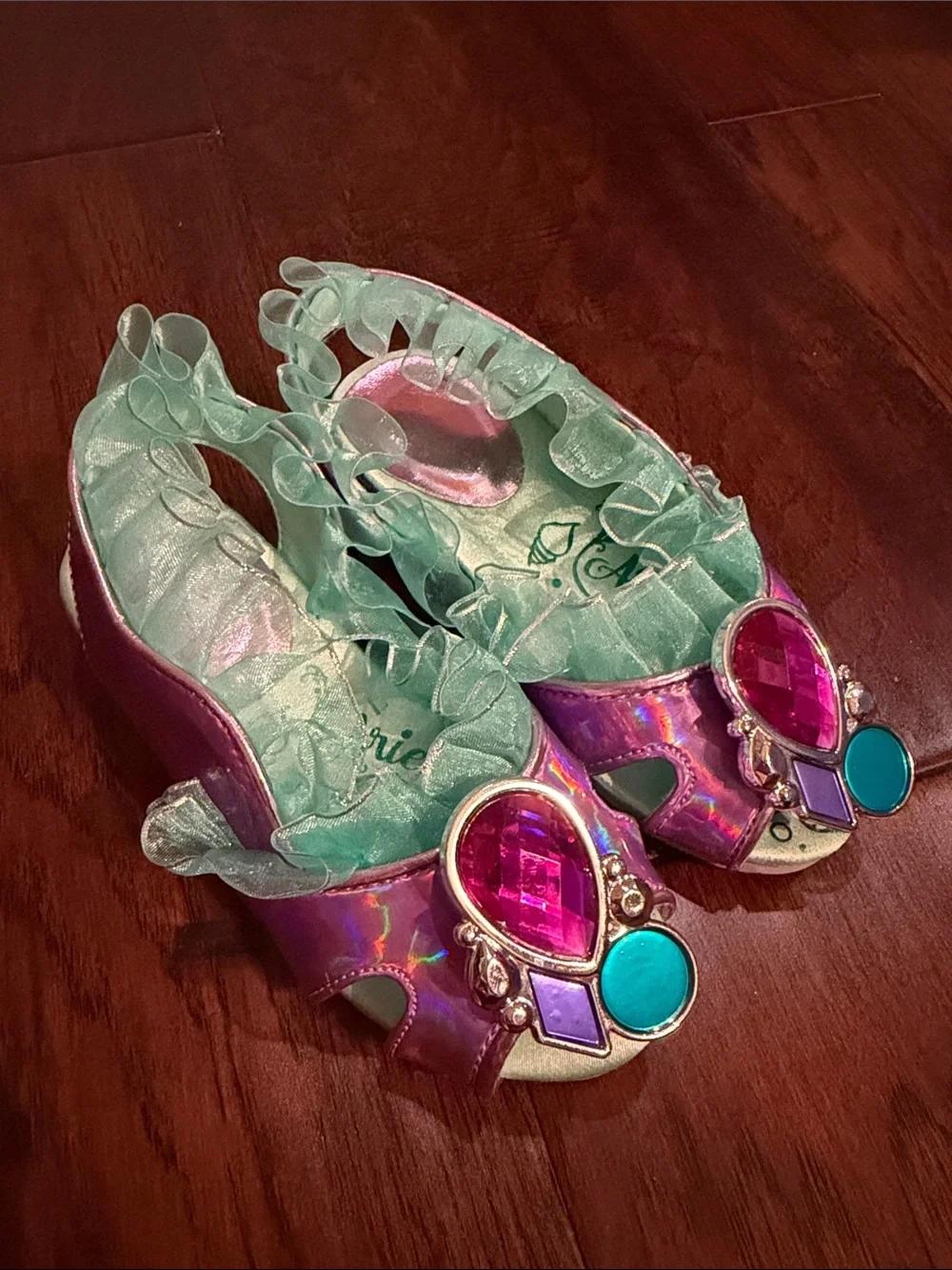 Disney Iridescent Pink and Teal Jewel Dress Sandals